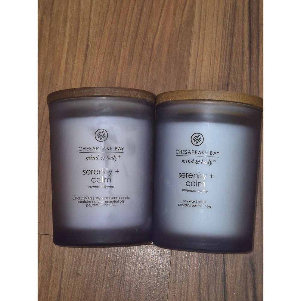 2 Chesapeake Bay Mind & Body Serenity + Calm Lavender Thyme Candles 8.8oz